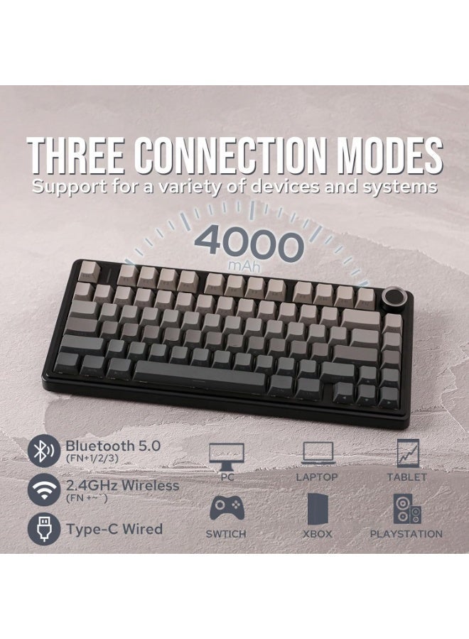 M.A&F's AULA F75 Gasket Mechanical Keyboard, 75% Wireless Hot Swappable Gaming Keyboard with Five-Layer Padding&Knob, Bluetooth/2.4GHz/USB-C, RGB (Black Gradient, LEOBOG Reaper Switch) - Image 2